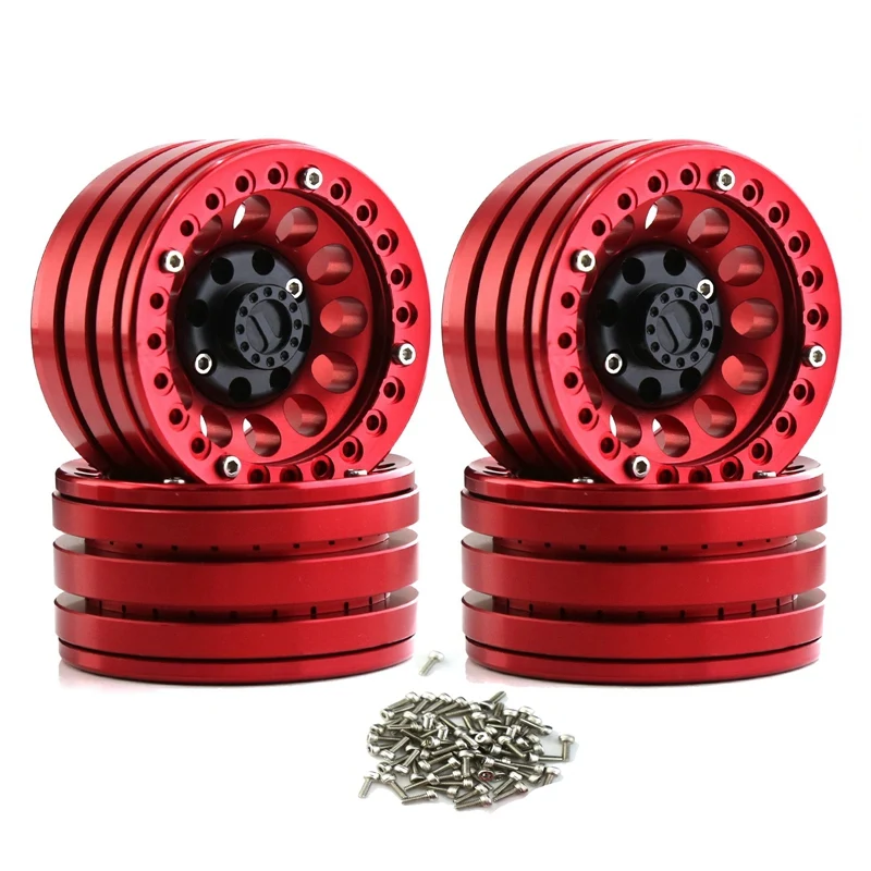 4 Piece Aluminum Alloy 1.9 Beadlock Wheel Rims Hub Fit For 1/10 RC Crawler TRX4 RC4WD D90 Axial SCX10 90028 90035 90046 90047