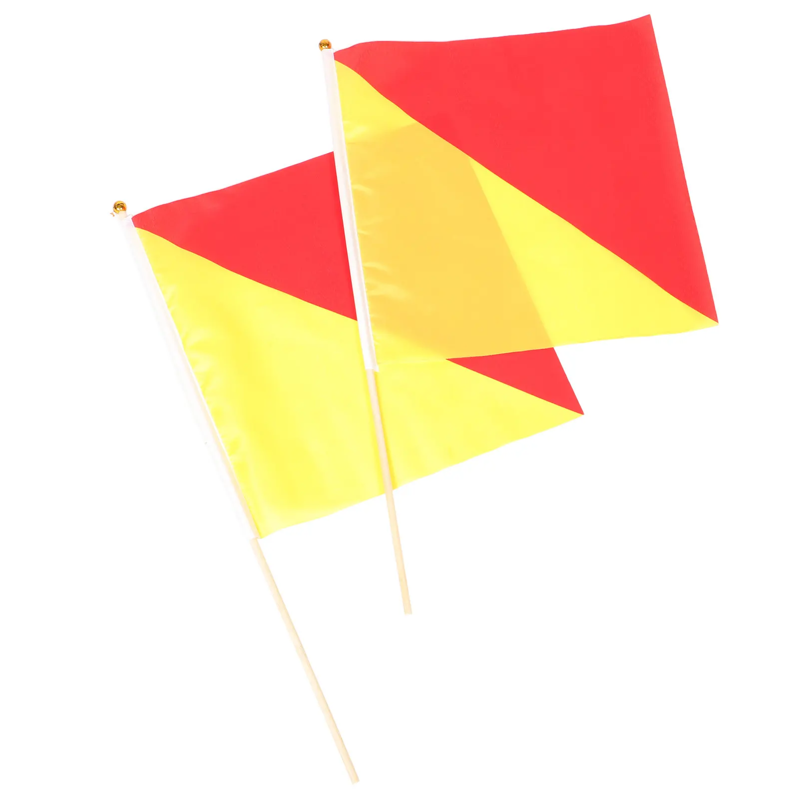 2Pcs Hand Wave Flag For Outdoor Training Soccer Referee Signal Flags Handheld Polyester Bright Color Warning Performance