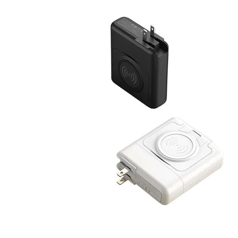 For IPhone 14 Samsung Xiaomi Powerbank Wall Adapter 4 in 1 Wireless Charging Power Bank with AC Plug  Fast Charger 10000mAh