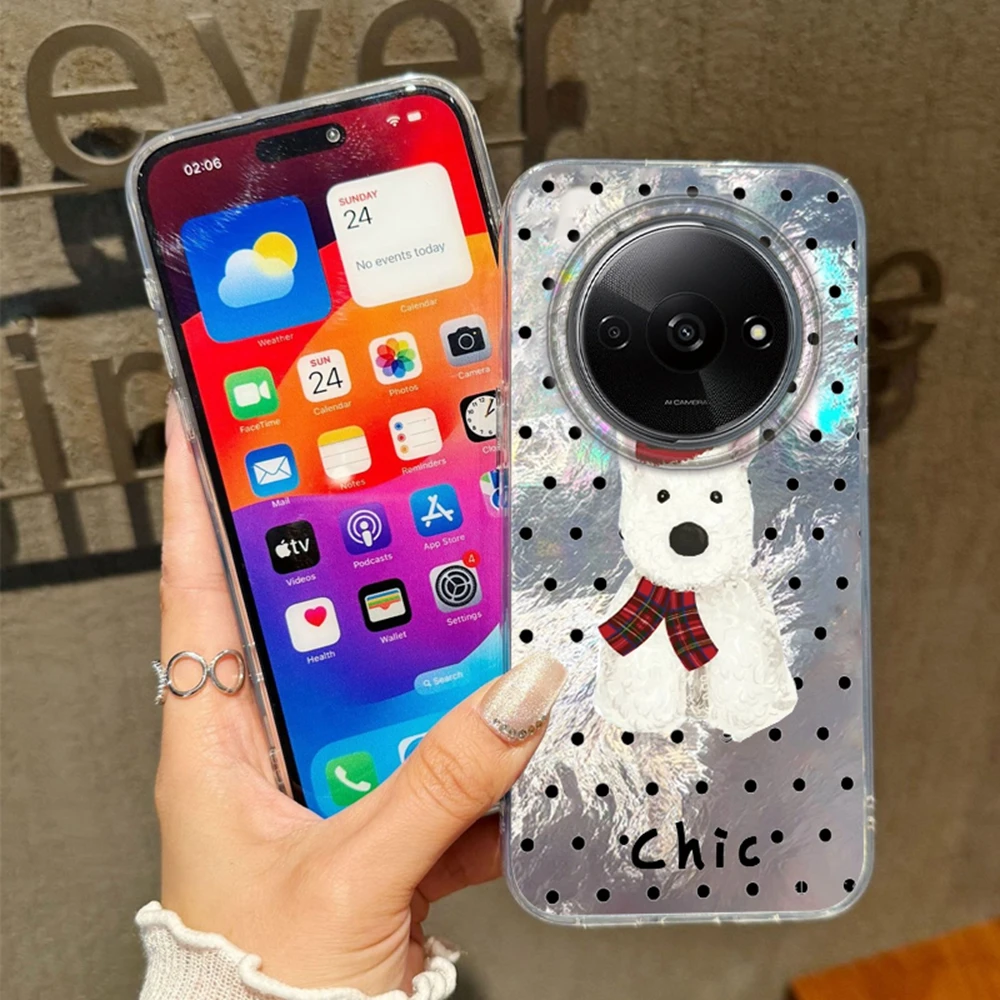 Circle Dot Cute Puppy Girls Phone Case For Xiaomi Redmi 15C 14C 13C Note 15 14 13 12 11 10 9 8 Pro A3 A2 A1 Women Funda Cover