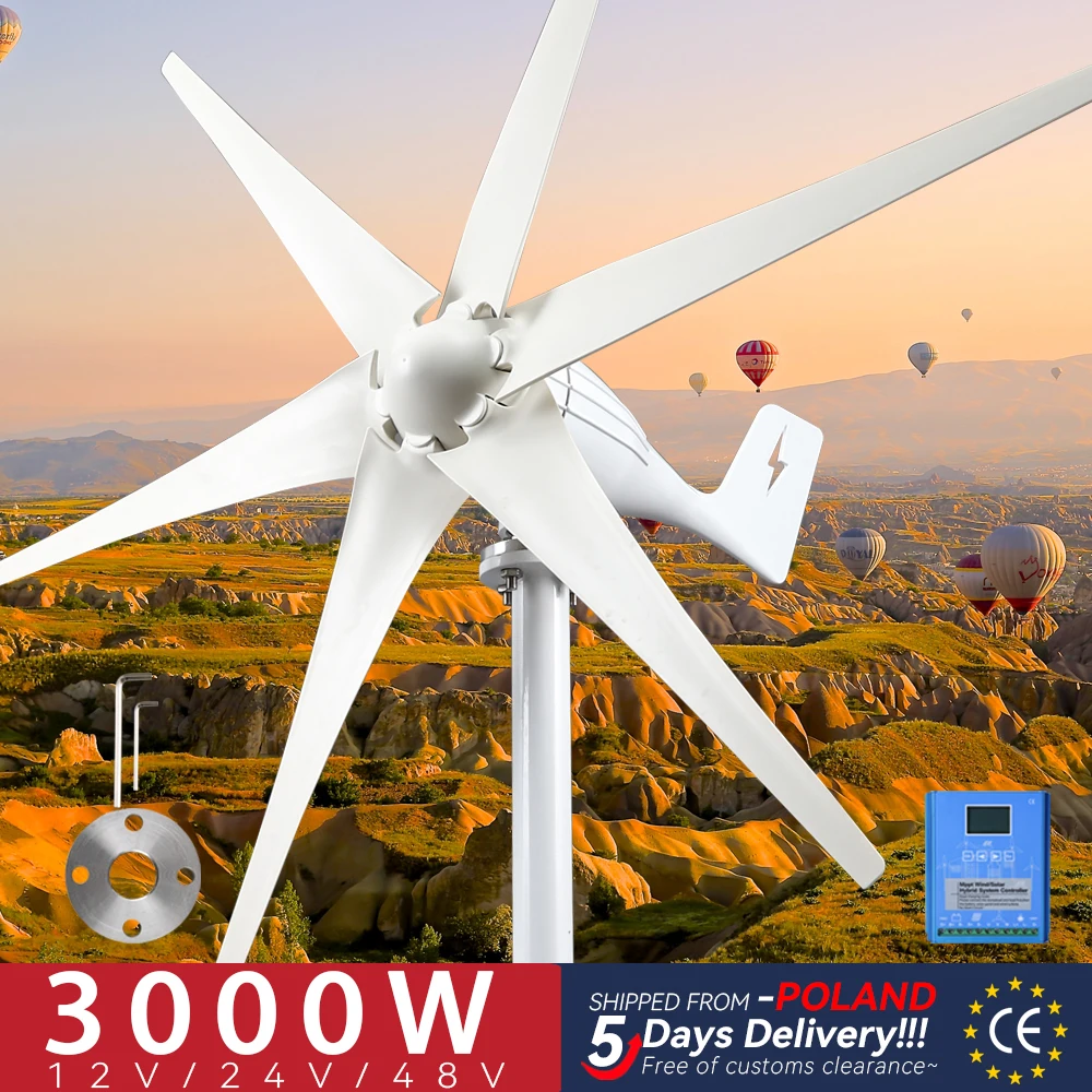 windmill turbine generator com controlador de carga mppt para uso domestico dynamo energia 3kw 12v 24v 48v 3kw dias de entrega ue entrega 01