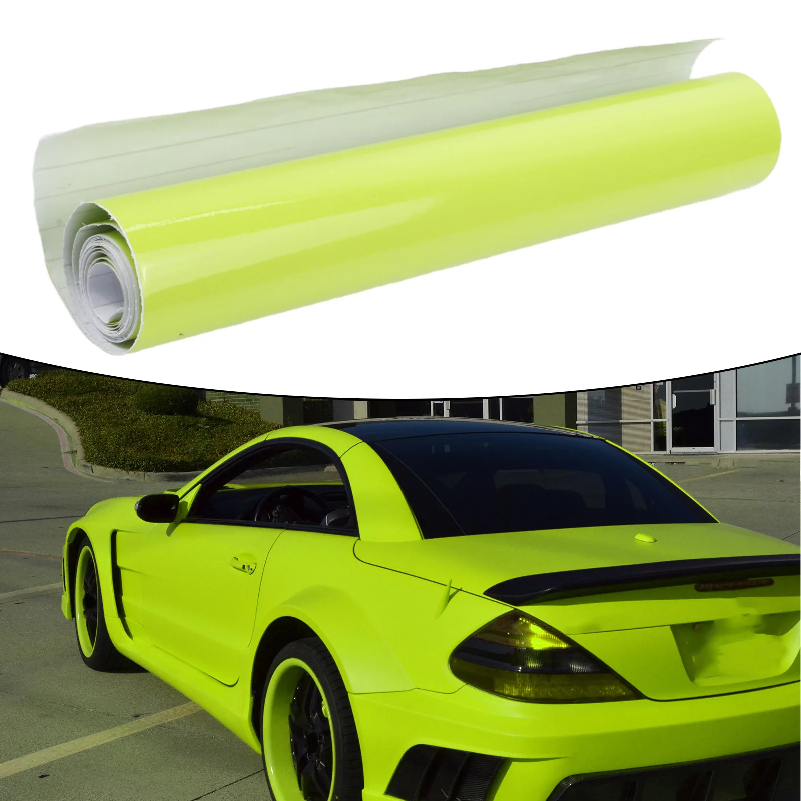 1 Pcs Foil Film Wrap Sticker Vinyl Wrap Roll Yellow Accessories Foil Film Glossy Neon Good Adhesion Practical New