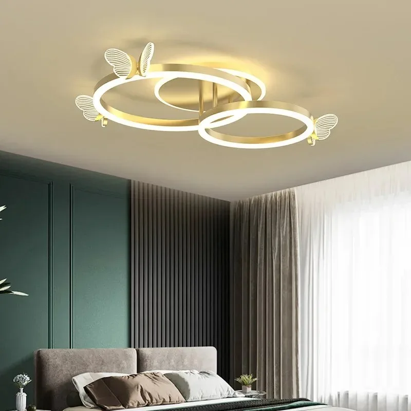 Modern Nordic Butterfly Ring Led Pendant Lamps Dimmable for Table Dining Room Kid\'s Bedroom Chandelier Home Decor Lustre Fixture