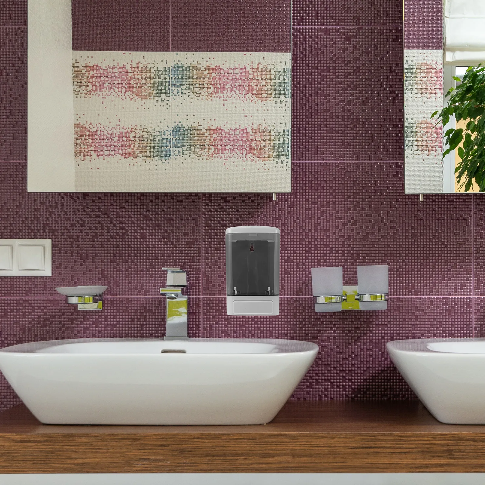 

2Pcs Wall Mounted Soap Dispensers Manual Large Capacity 1000Ml for Bathroom Kitchen Office Push Down Pump Plastic Bottle Refill