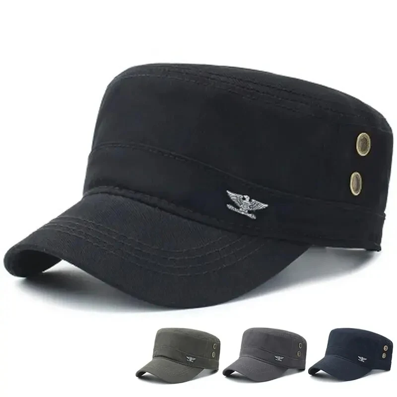 Solid Flat Top Hats for Men Women Sun Outdoor Dad Trucker Caps