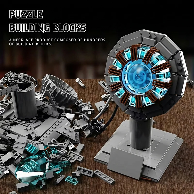 Superheroes MOC Building Blocks Sets Iron Mecha Core Reaction Furnace Bricks Creative Building Toys Room Ornaments Holiday Gifts