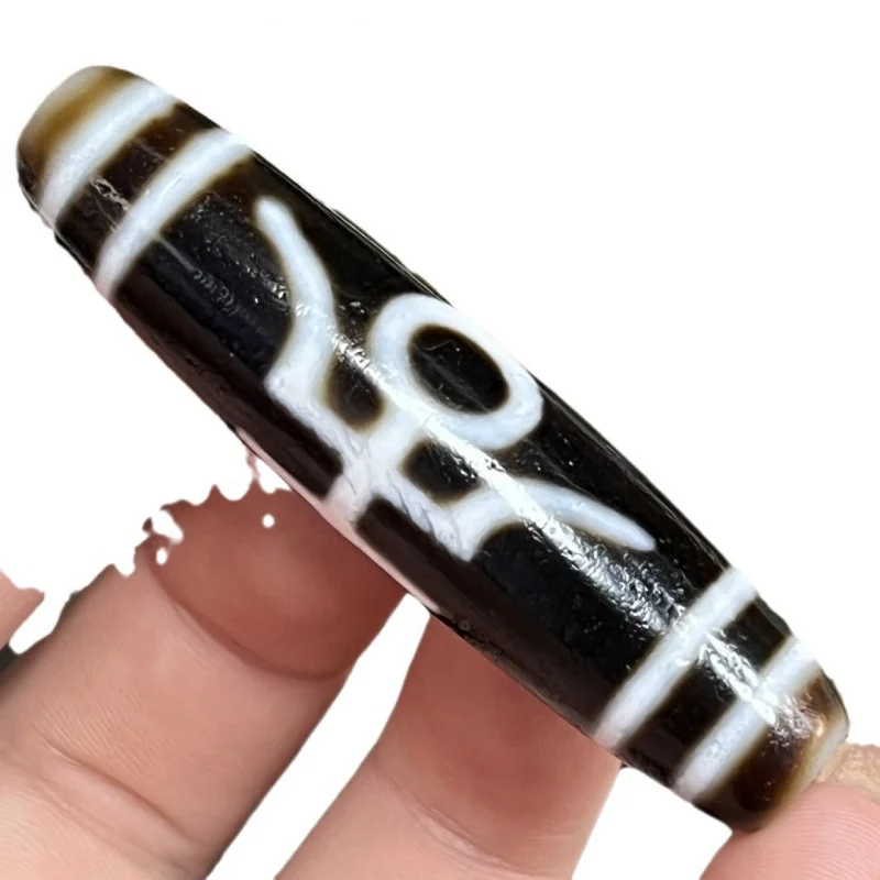 العقيق الطبيعي القديم عالي الزيت المغلفة مزدوجة النمر الأسنان Dzi قلادة سلسلة الترقوة