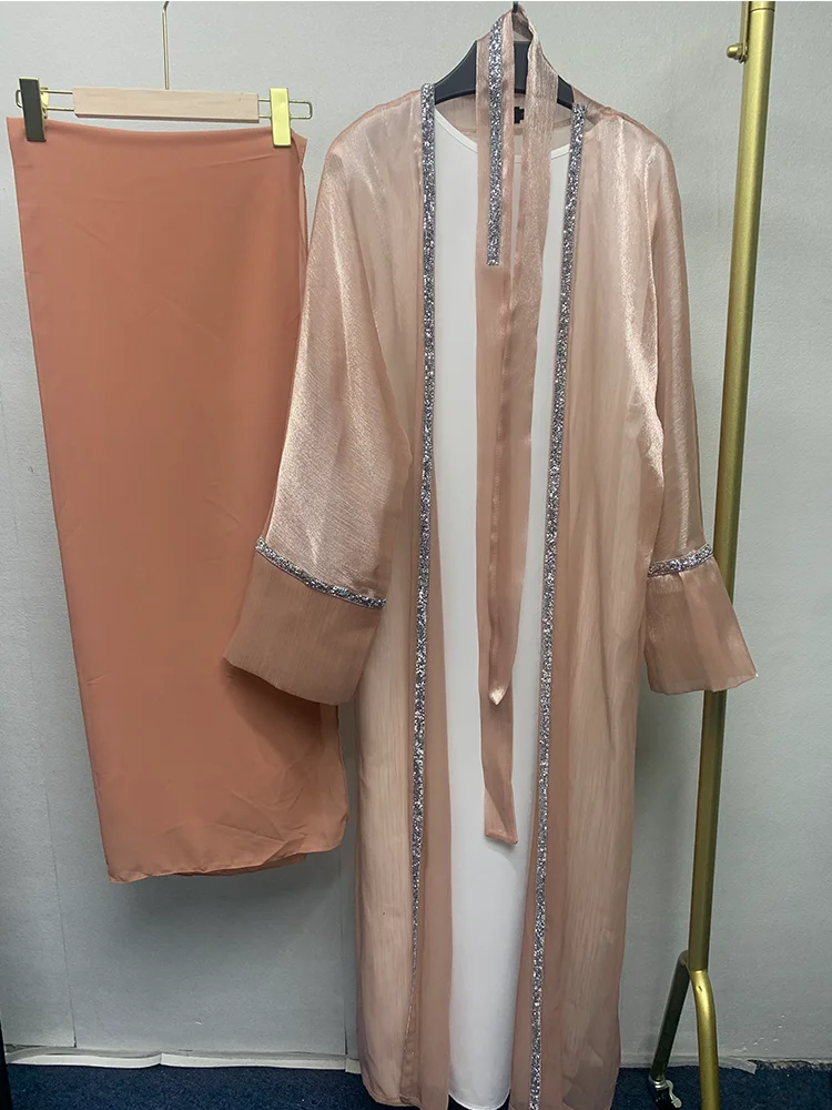 Дубай, Турция Abaya набор марокканский кафтан абайя Abaya набор украшенное свадебное платье включает внутреннее женское платье пояс черный шарф 