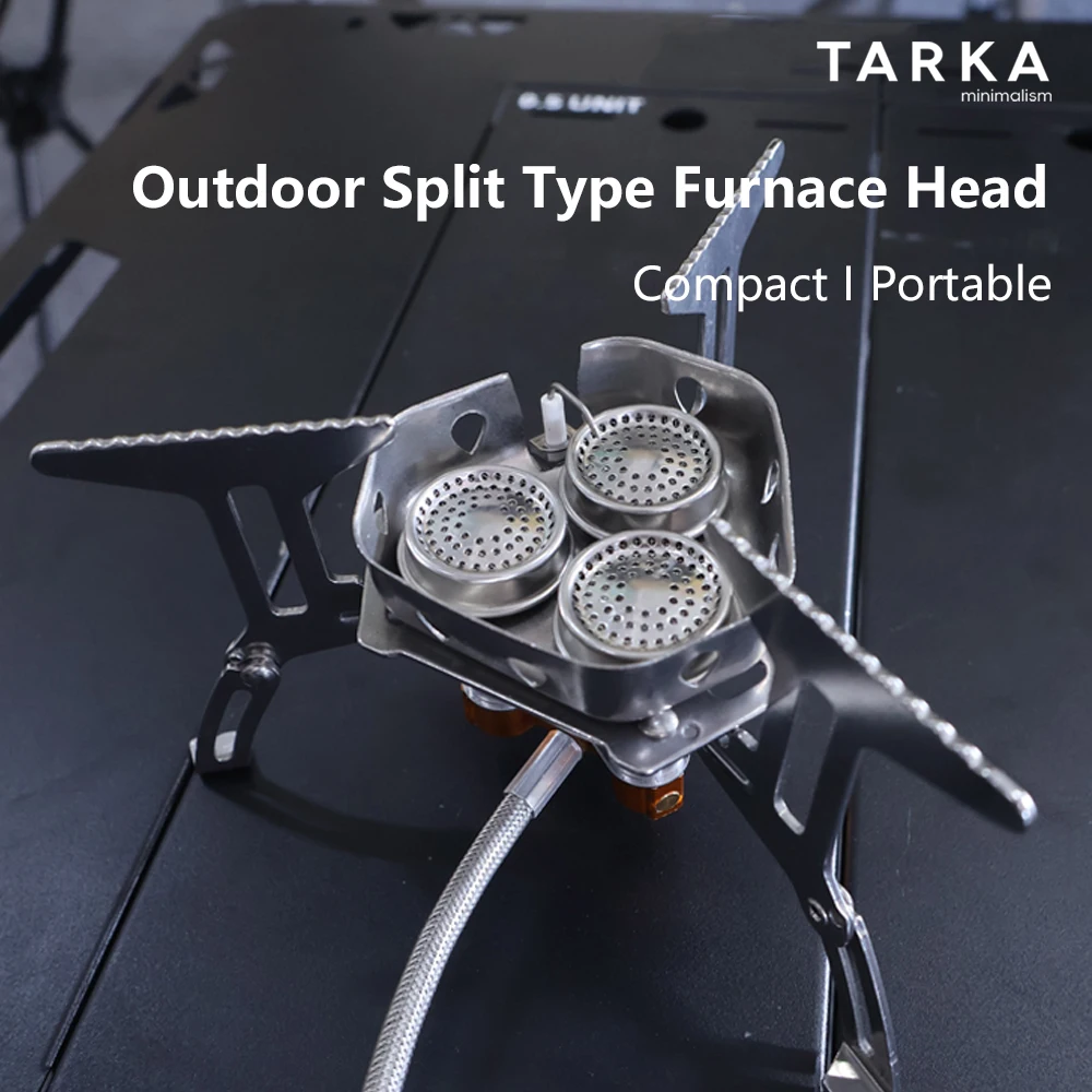 TARKA Camping Gas Stove 5800w 3 Head Gas Burner Tourist Strong Fire Furnace Climbing Hiking Equipment Picnic Kitchen Cookware