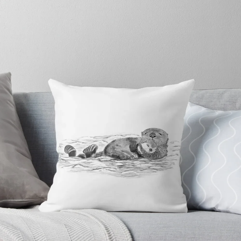 

Hugging otters in the water Throw Pillow pillowcases for sofa cushions Couch Pillows Christmas Pillows