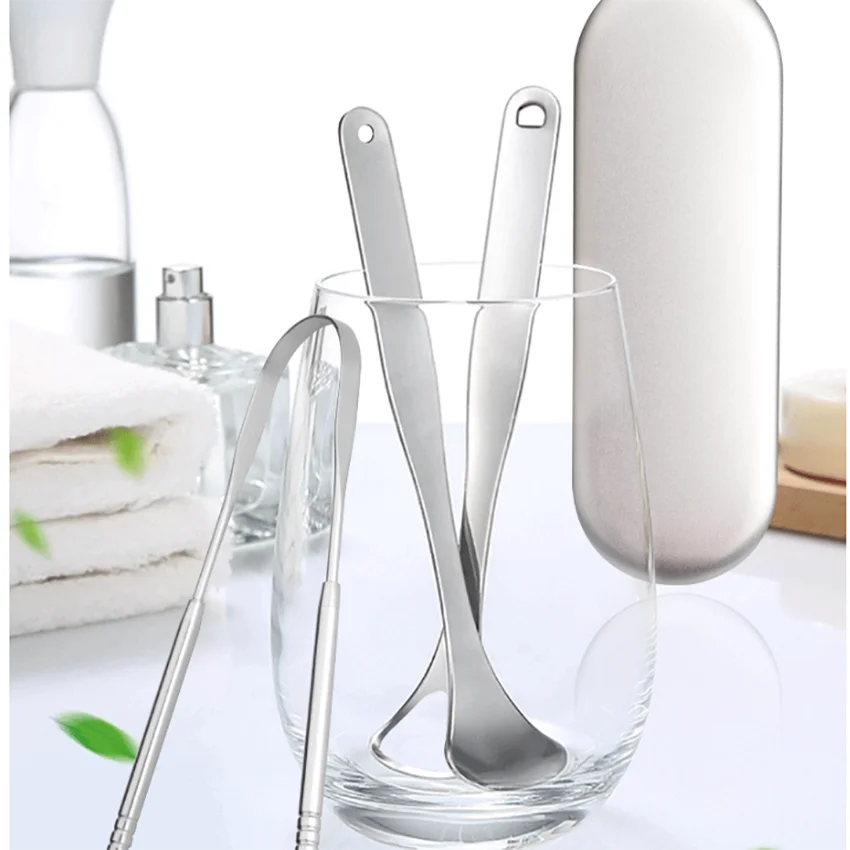 

Stainless Steel Tongue Scraper Tongue Coating Cleaner Tongue Plate Tongue Coating Brush Oral Cleaning Tool
