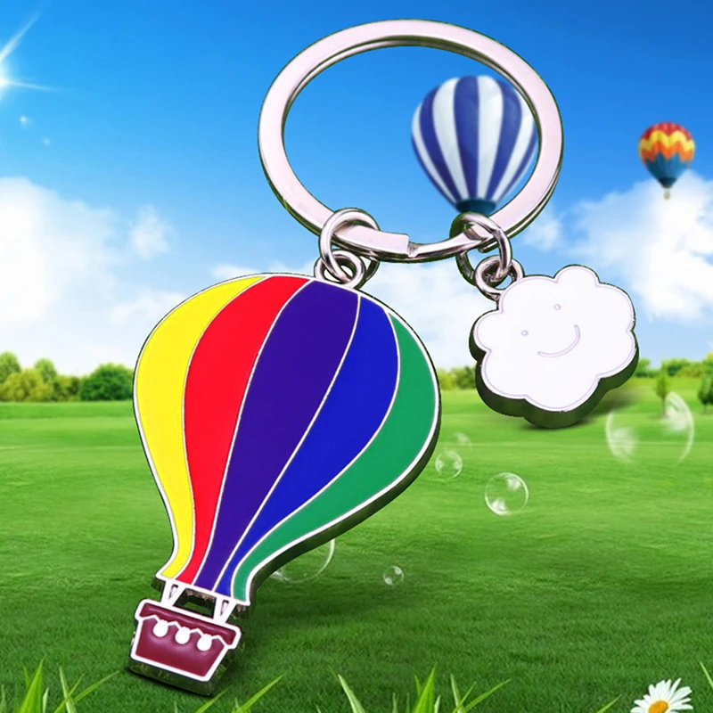 Hot air balloon Keychain Key Ring For Women Men Handbag Accessories DIY Handmade Jewelry Gifts