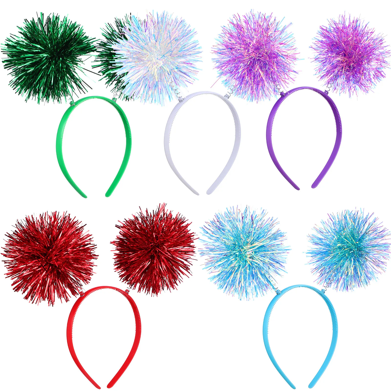 

5 pcs Tinsel Headbands Bright Colors Hair Accessories for Women Party Wedding Festive Hairstyle Decorations