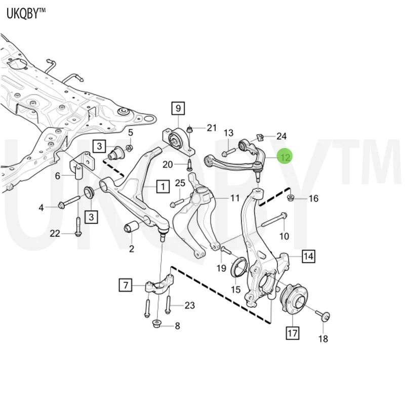 Axle lining flange screw control arm steering joint sealing ring flange locking nut