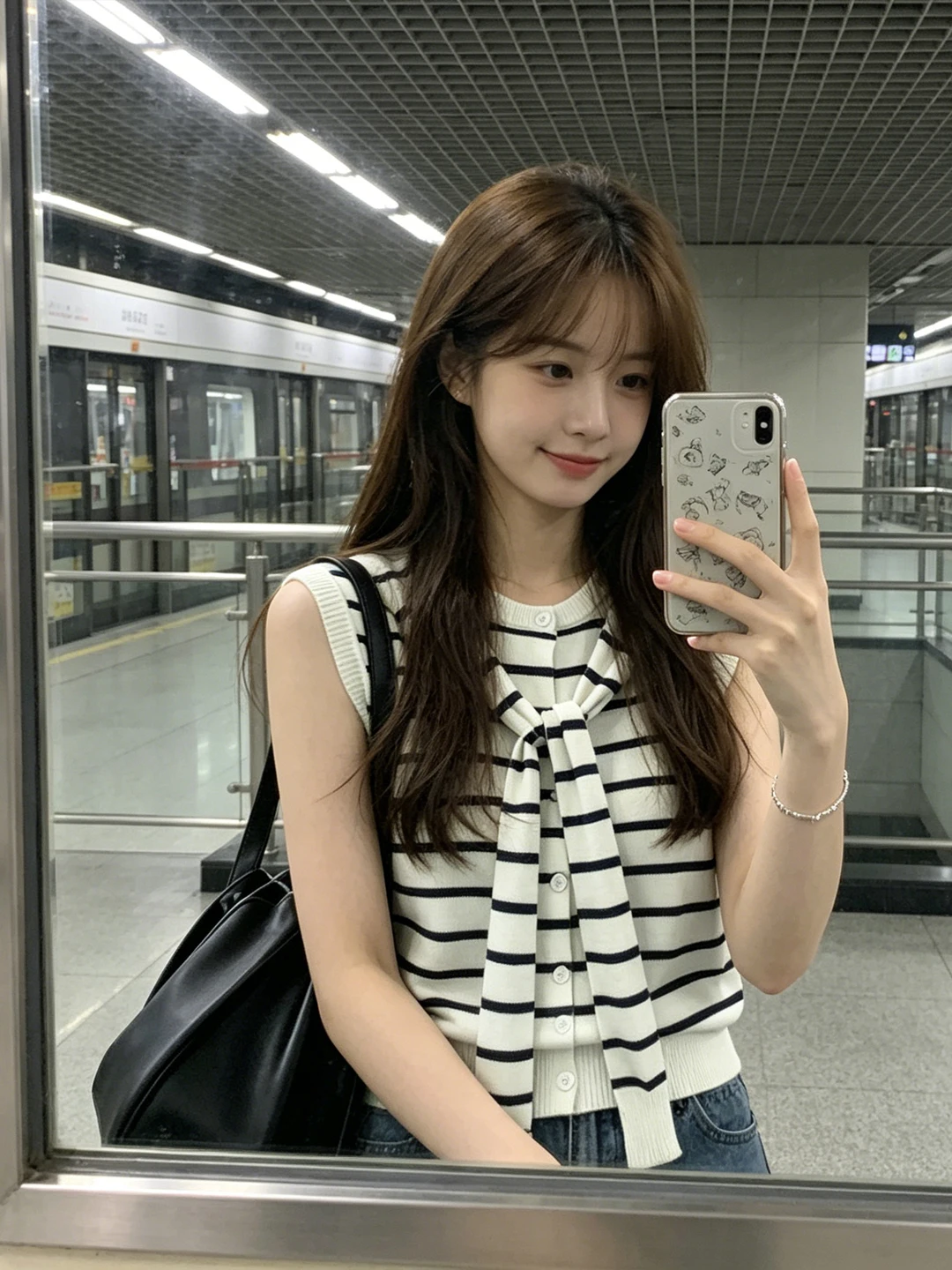 Korean Style Striped Tie-Dye Sleeveless Knitted Top Women's Summer Slimming Fashionable Simple Commute Style Upper Body