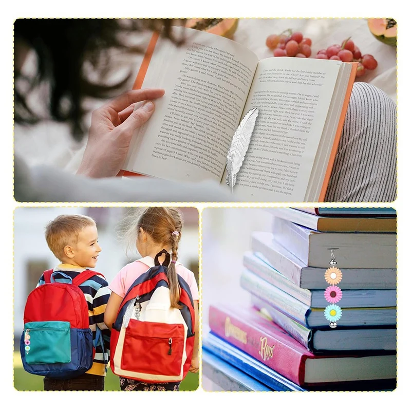 ที่คั่นหนังสือประดับด้วยลูกปัดแบบทำมือ30ชิ้นแถบเปล่าพร้อมจี้ขนนกที่ใส่หน้าลูกปัดชุดงานหัตถกรรมที่คั่นหนังสือสำหรับคนรักหนังสือ