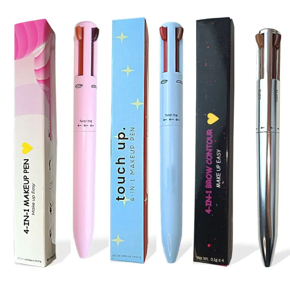 4 In 1 Make-Up Pen Waterdichte Wenkbrauw Potlood Langdurige Gemakkelijke Kleur Lipliner Highliggend Zijderups Eyeliner Pen Zweetbestendig