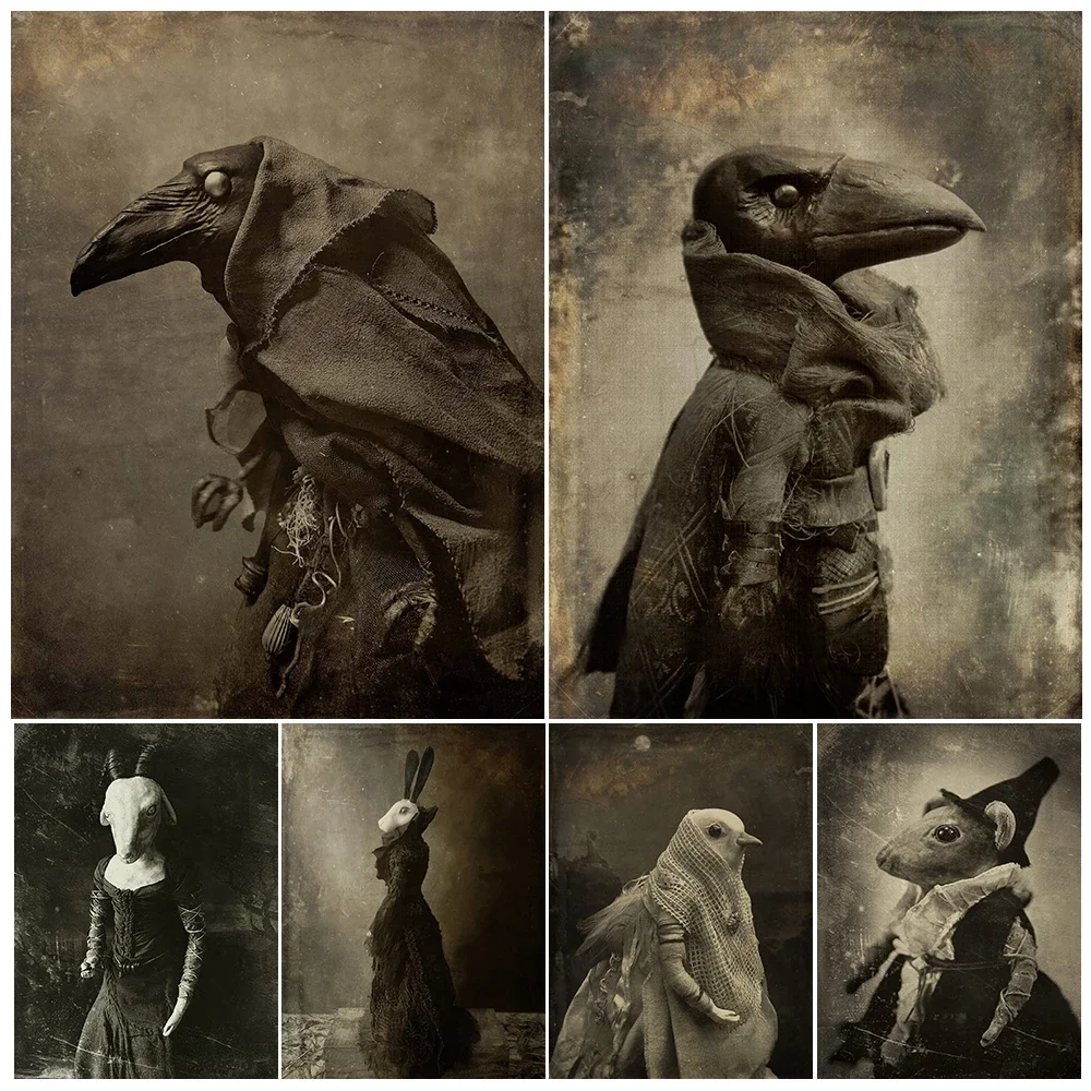 

The Mouse Witch And The Raven Necromancer Vintage Wall Art Canvas Painting The Goat Goddess Art Poster Print Home Decor Unframed