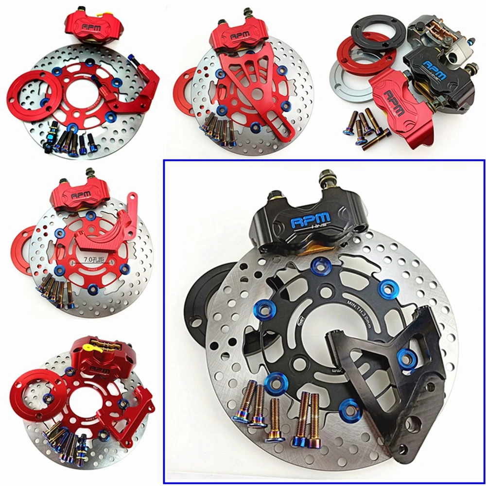 RPM CNC Motorcycle 82mm Brake Caliper With Adapter/Bracket 220 Brake Disc Set For Yamaha Scooter Aerox BWS RSZ JOG ZY125T-5 Niu