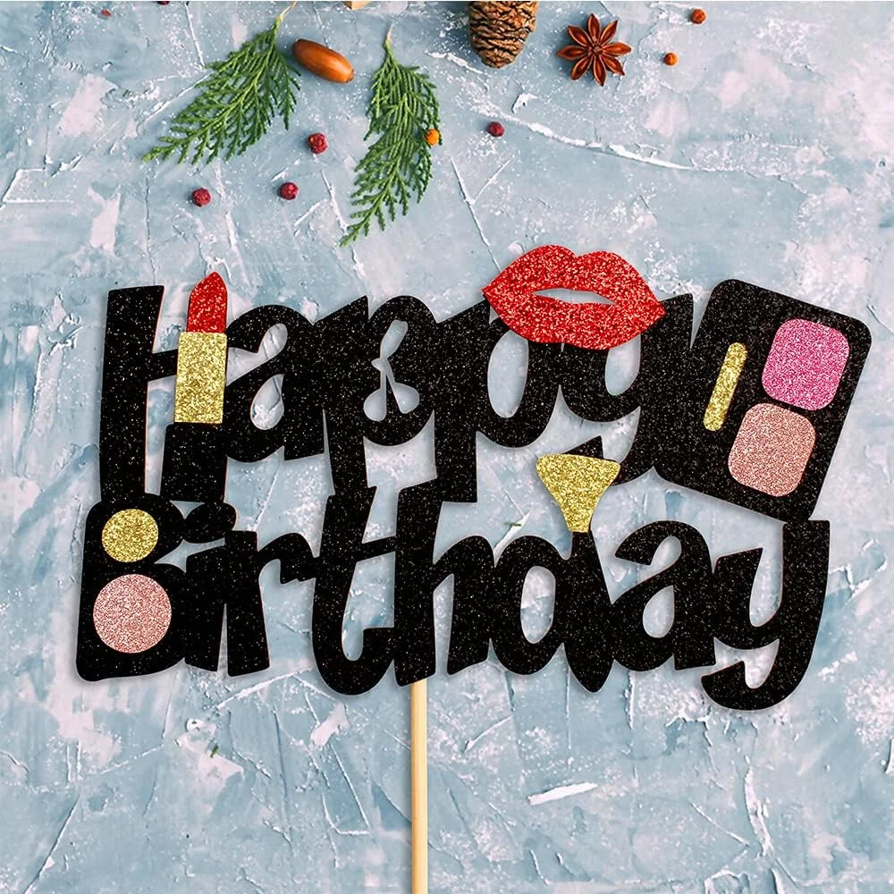 22-teiliges Make-up-Kuchenaufsatz-Set – Lippenstift, Parfüm, Wimpern, Diamantpinsel-Dekor für Frauen, Mädchen, Geburtstag, Brautparty, Spa-Party – Detail 7