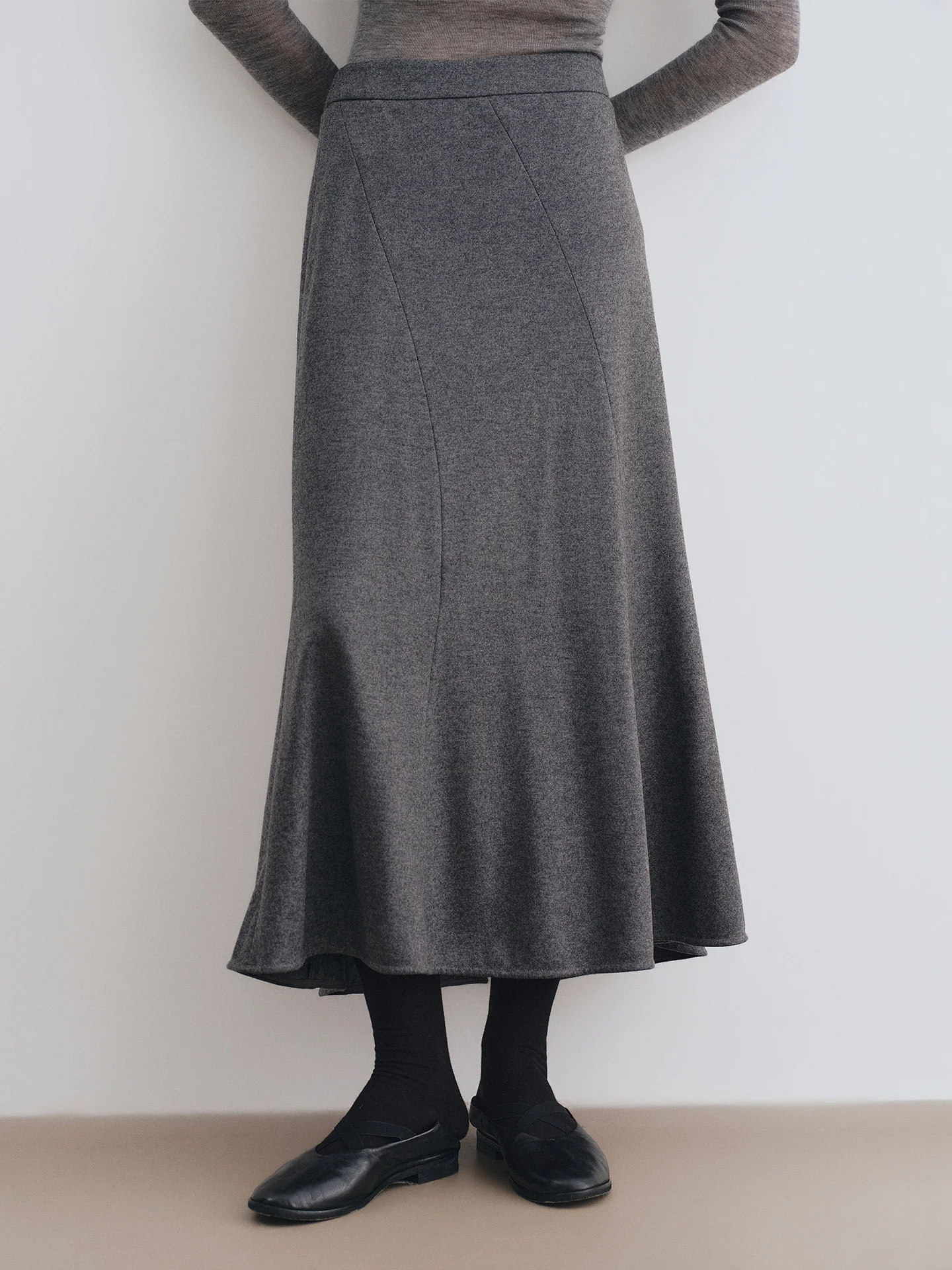 

OL Commute Fi Tail Skirt Small a Swing f Skirt Mixed Wool Nylon Ba Split Young Women High Waist A-Line Skirt