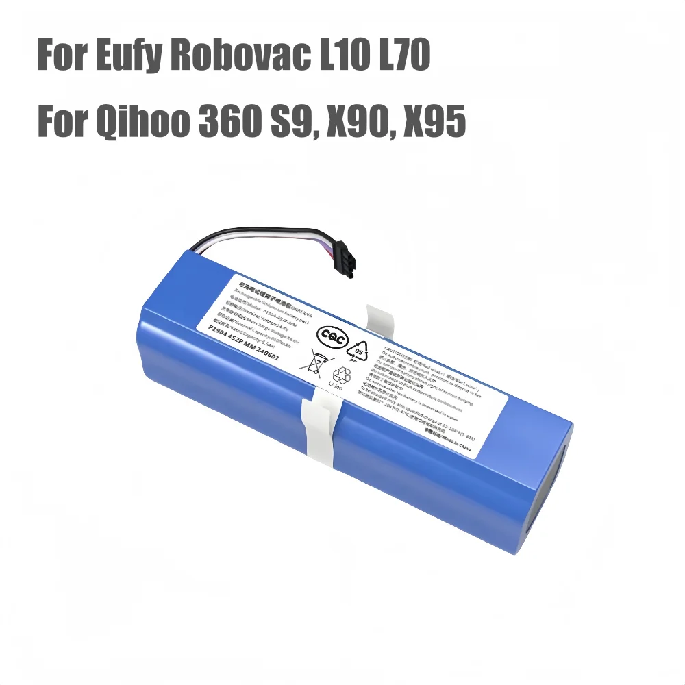 Batteria al litio da 14,8 V 6500 mAh per Eufy Robovac L70 L10 Hybrid T2190 Qihoo 360 S9 X95 X90 Robot Aspirapolvere Batteria