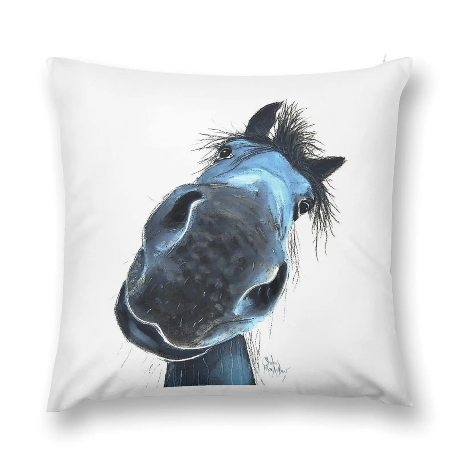 

HoRSe PRiNT ' HaPPY BuRT ' BY SHiRLeY MacARTHuR Throw Pillow Cushions For Sofa pillows decor home Christmas Pillowcase pillow