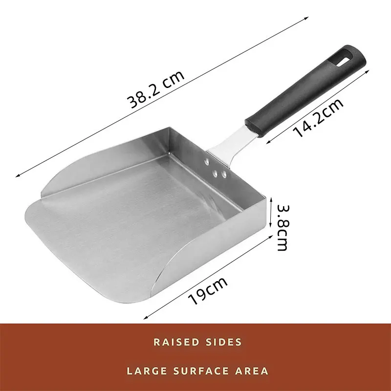 Large Smash Burger Spatula Stainless Steel Griddle Scraper Tool Food Mover Shovel BBQ Grill Fried Food Scoop Grill Accessories