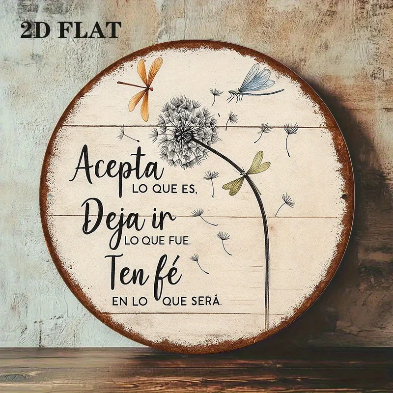 2D Flat, 2D Flat Circular Wooden Sign, Vintage Wooden Plaque with 