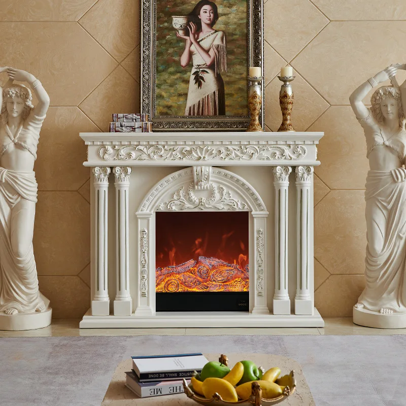 

1.5 meters European fireplace solid wood, American home villa living room simulated flame heating fireplace decorative cabinet B