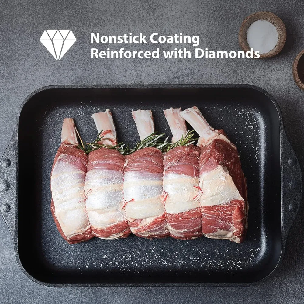 وعاء حساء كبير بغطاء، يتميز بطبقة ممتازة غير لاصقة، وعاء مخزون كبير آمن للاستخدام في الفرن وغسالة الأطباق مع غطاء للحساء والمساق،