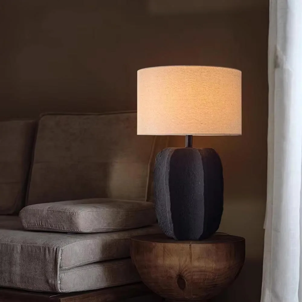 

Керамическая настольная лампа в стиле ваби-саби, декоративная лампа для виллы, гостиная, спальня, настольные лампы, черный орнамент для настольного освещения