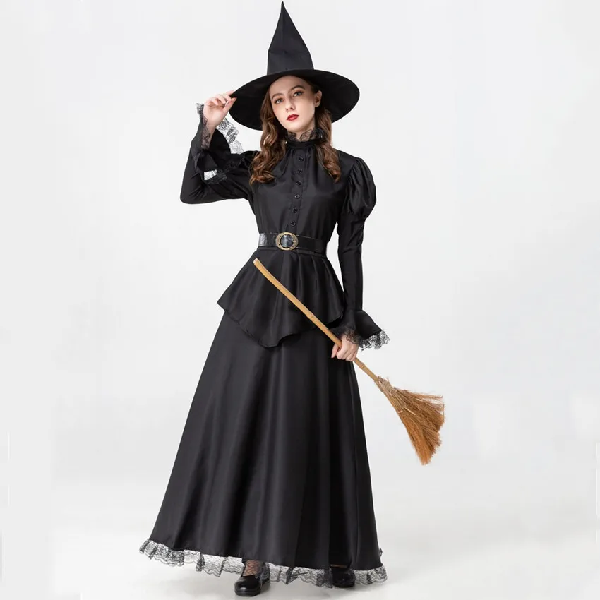 Costume de Sorcière Cosplay d'Halloween pour Femme, Robe de Performance de Carnaval