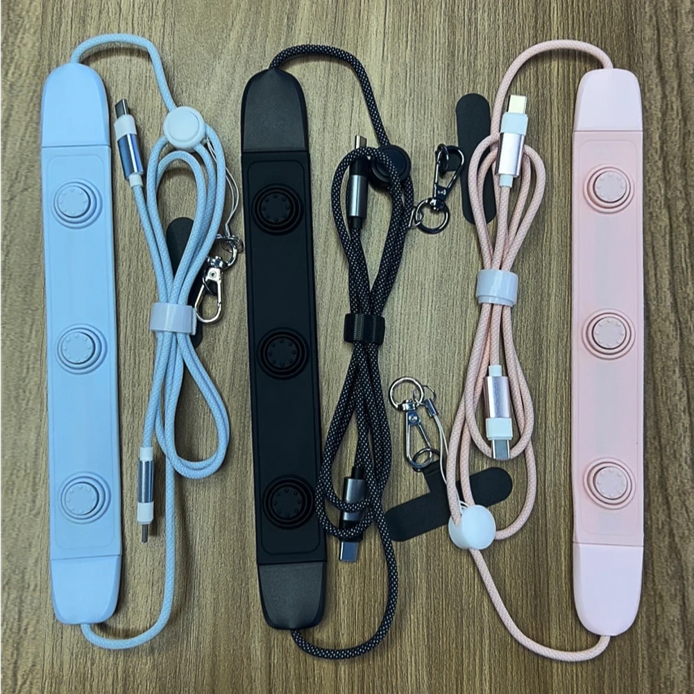Phone Lanyard Data Cable with Massage Function, Compatible with Apple and Samsung Phones/Computers, 100W Fast Charging Dual-Head