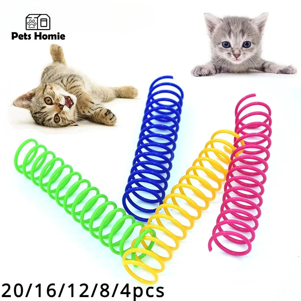 4/8/12pcs Kitten Cat Toys Wide Durable Interactive Heavy Gauge Cat Spring Toy Colorful Springs Cat Pet Toy Coil Spiral Springs