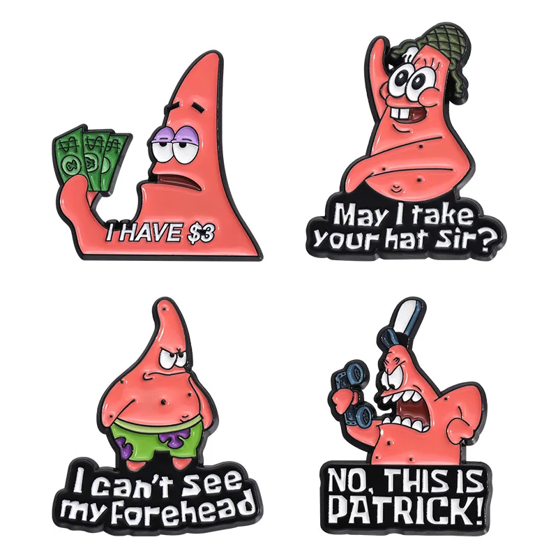 Patrick Star-Pin esmaltado de Bob Esponja, broche de pantalones cuadrados, insignia de Metal esmaltado, Pin, mochila, sombrero, insignia de solapa, joyería de moda para hombres y mujeres