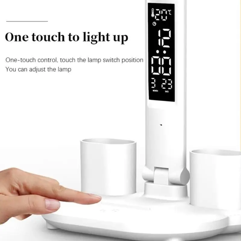 Ronde schermventilatorlamp met 3200 mAh batterij/ USB -oplaad, LED toont tijdstemperatuurvochtigheid multifunctioneel 83ce