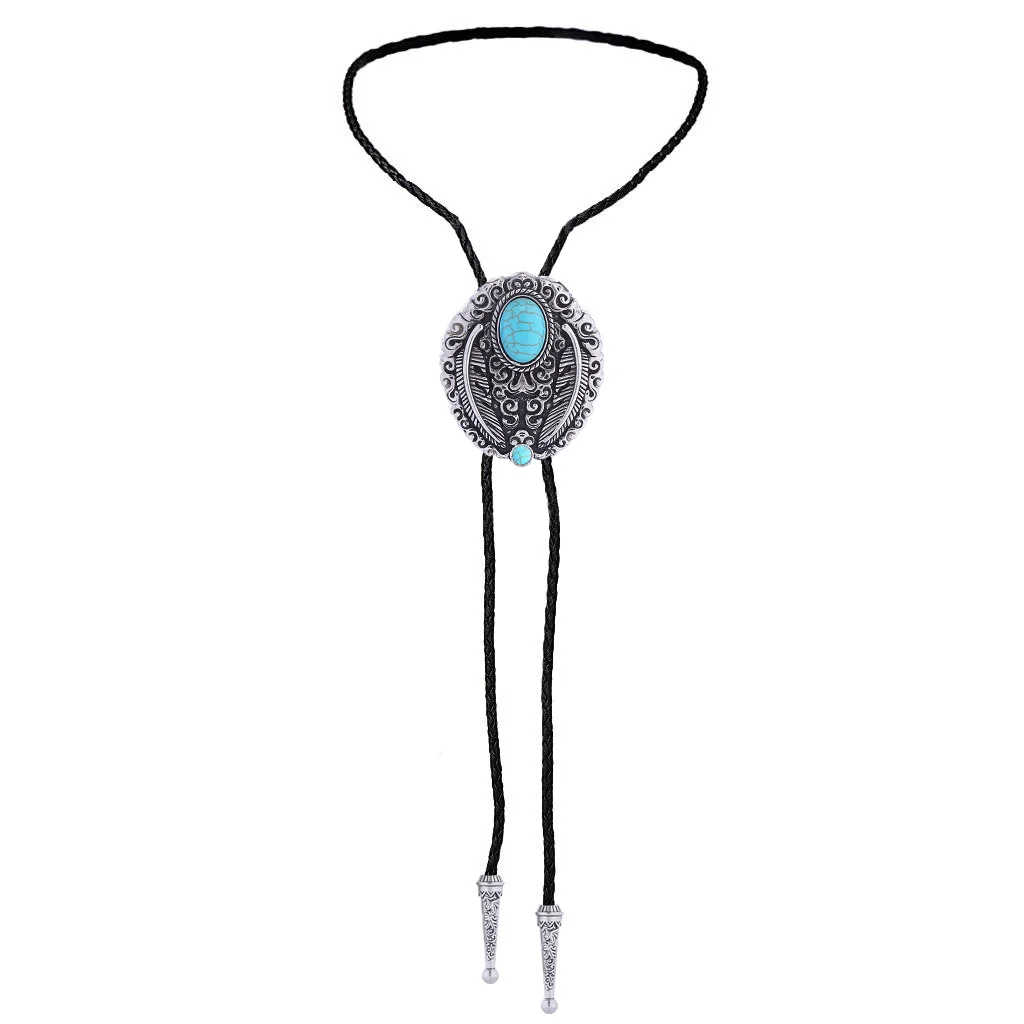 

Tang Grass Pattern Turquoise bolo tie Shirt Bolo tie Metal accessories collar rope bow tie