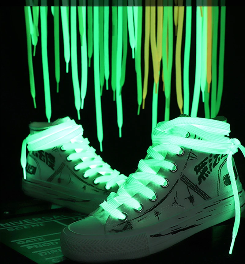 80/100/120/140cm Colorful Luminous Shoelaces Flat Suitable For All Shoes Fluorescent Shoelaces Party Night Run Unisex Shoelace