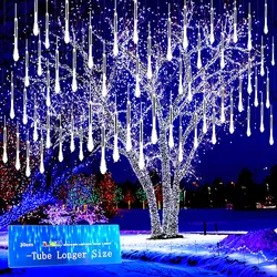 Meteor Shower Rain Lights Falling Raindrop Fairy String Light Iciclelights for Outdoor Indoor Halloween Christmas Holiday