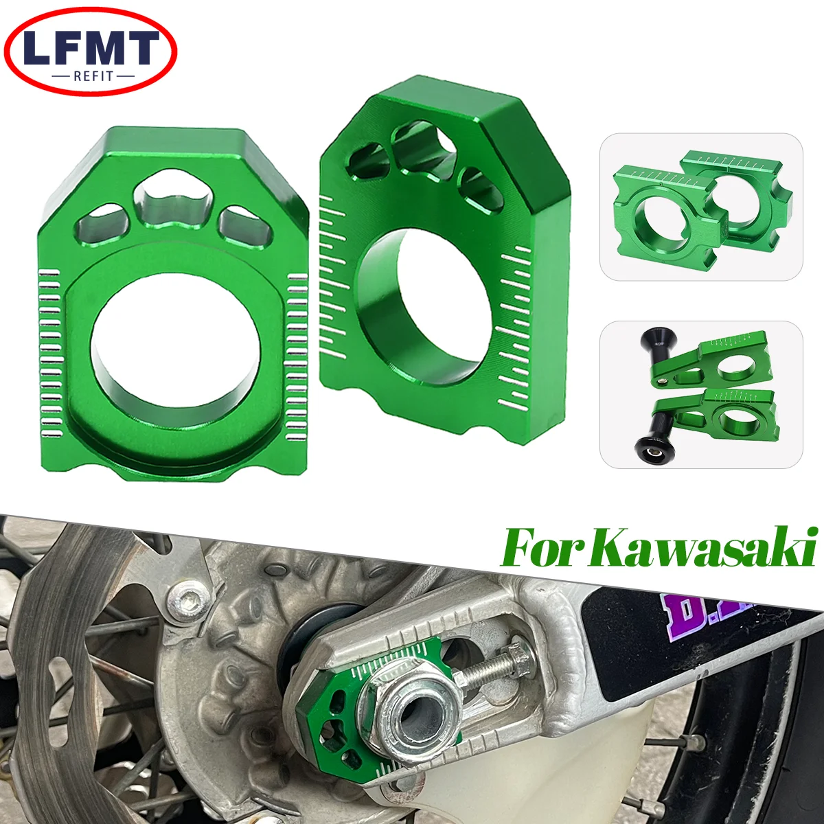 Motocross Teile Für Kawasaki KX125 KX250 KX450 KX250F KX450F KLX450R KX 250F 450F Motorrad CNC Hinterachse Blöcke Kette Teller