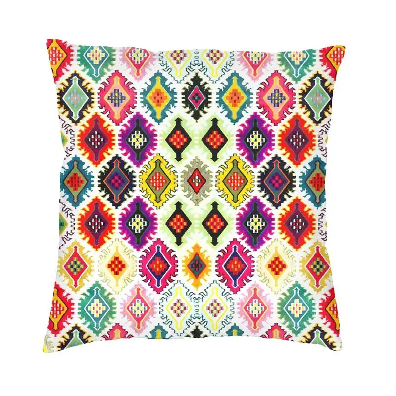 Mexican Huichol Throw Pillow Case Home Decoration Luxury Cushion Cover Car Pillowcase 40x40cm Office Hotel Pillowcase