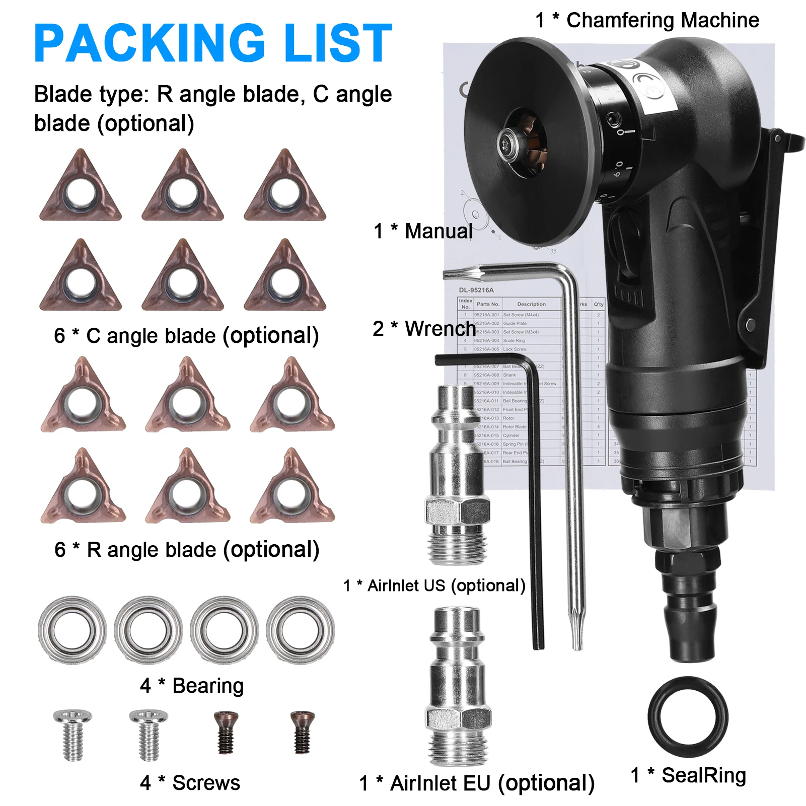 Handheld Grind Tool Pneumatic Carpenter Chamfering Tool Machine Metal Wood Acrylic Deburring Beveling Trimming Machine