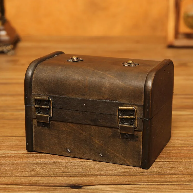 Vintage Lock Password Storage Box Ins Style Wooden Jewelry Box Children's Treasure Chest