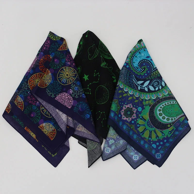 Space Planet Night Sky Color Digital Print One Side Bandanas Cotton Men Pocket Square Ladies Headband Head Scarf Neckerchief