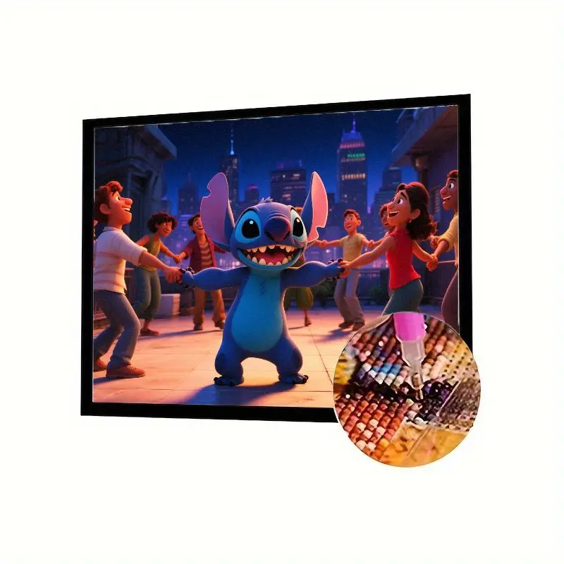 

1 шт., набор для алмазной живописи Stitch & Friends Happy Dance 5D - полная дрель, мультяшная инопланетянин, алмазная вышивка, ремесло для отдыха своими руками