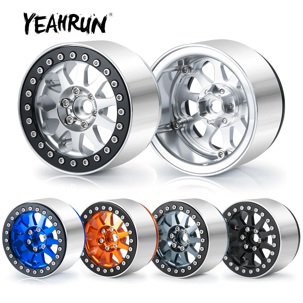 

YEAHRUN 4Pcs Aluminum Alloy Beadlock 2.2 inch Wheel Rims Hubs for Axial Wraith 90048 TRX-4 1/10 RC Crawler Car Parts