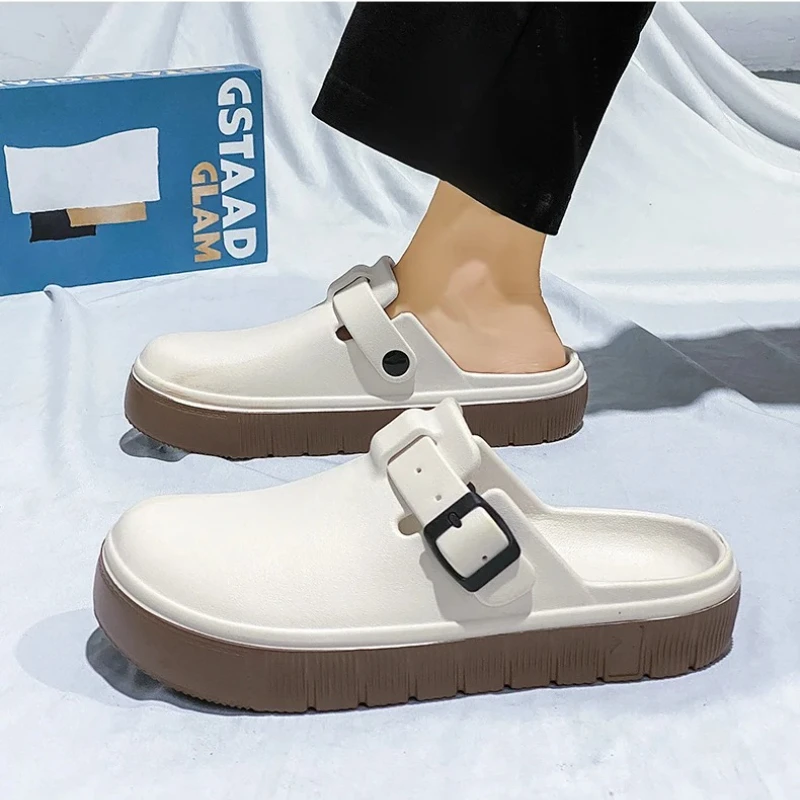 

Новые мужские тапочки, повседневные, с цветными блоками, модные и универсальные, всесезонные уличные, на плоской подошве, мягкие, качественные сандалии