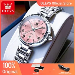 OLEVS 5608 relojes para mujer, reloj de pulsera Original de lujo ligero a la moda, cronógrafo luminoso resistente al agua, relojes de cuarzo con fecha