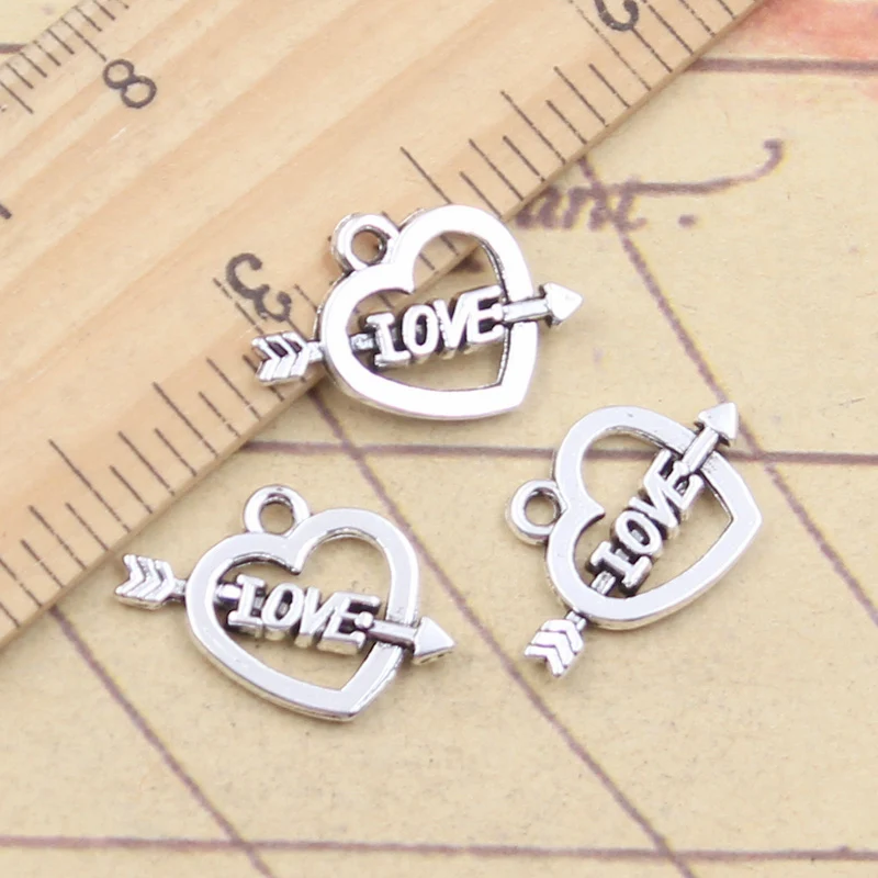 20pcs Charms Arrow Through The Heart Love 14x16mm Tibetan Silver Color Pendants Antique Jewelry Making DIY Handmade Craft